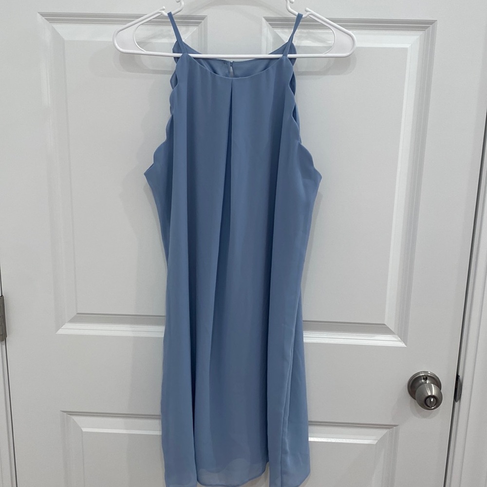 Dusty blue high neck dress. Size large.